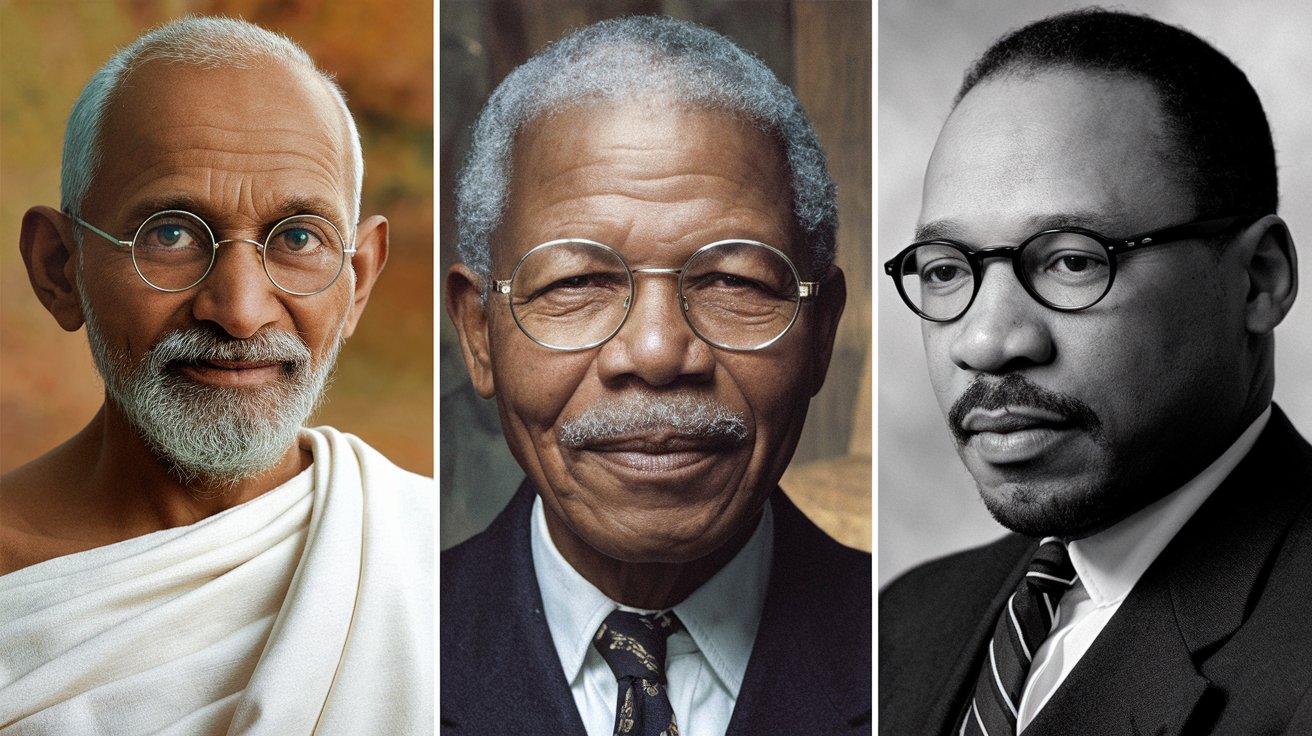 Mahatma Gandhi, Nelson Mandela, Martin Luther King Jr.