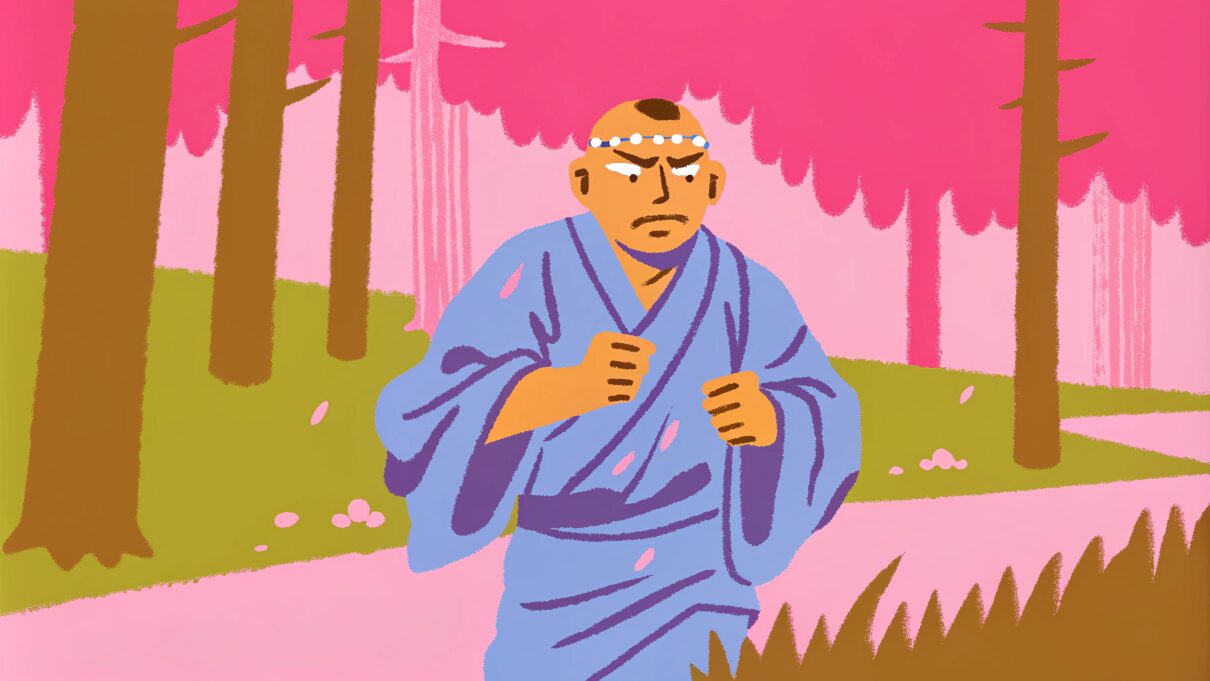 お坊さん走る