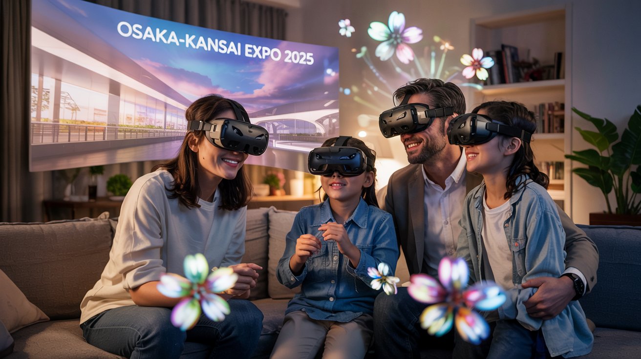 万博をスマートグラスで見る家族