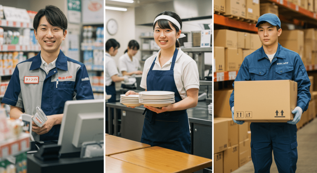 アルバイトをする人たち