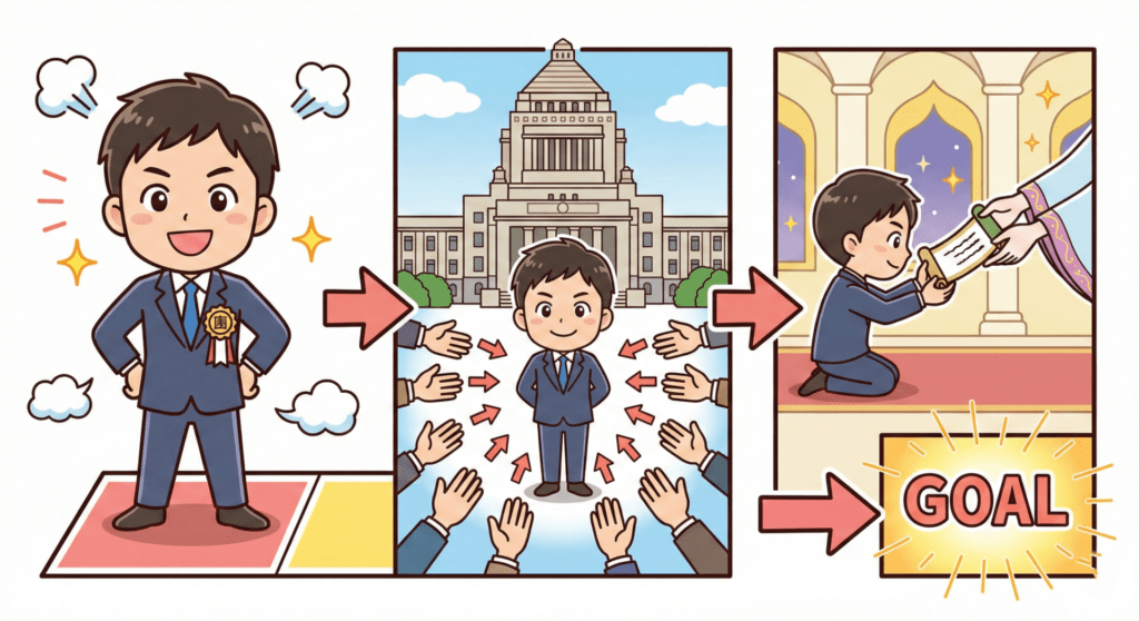 総理大臣になるための3つのステップ