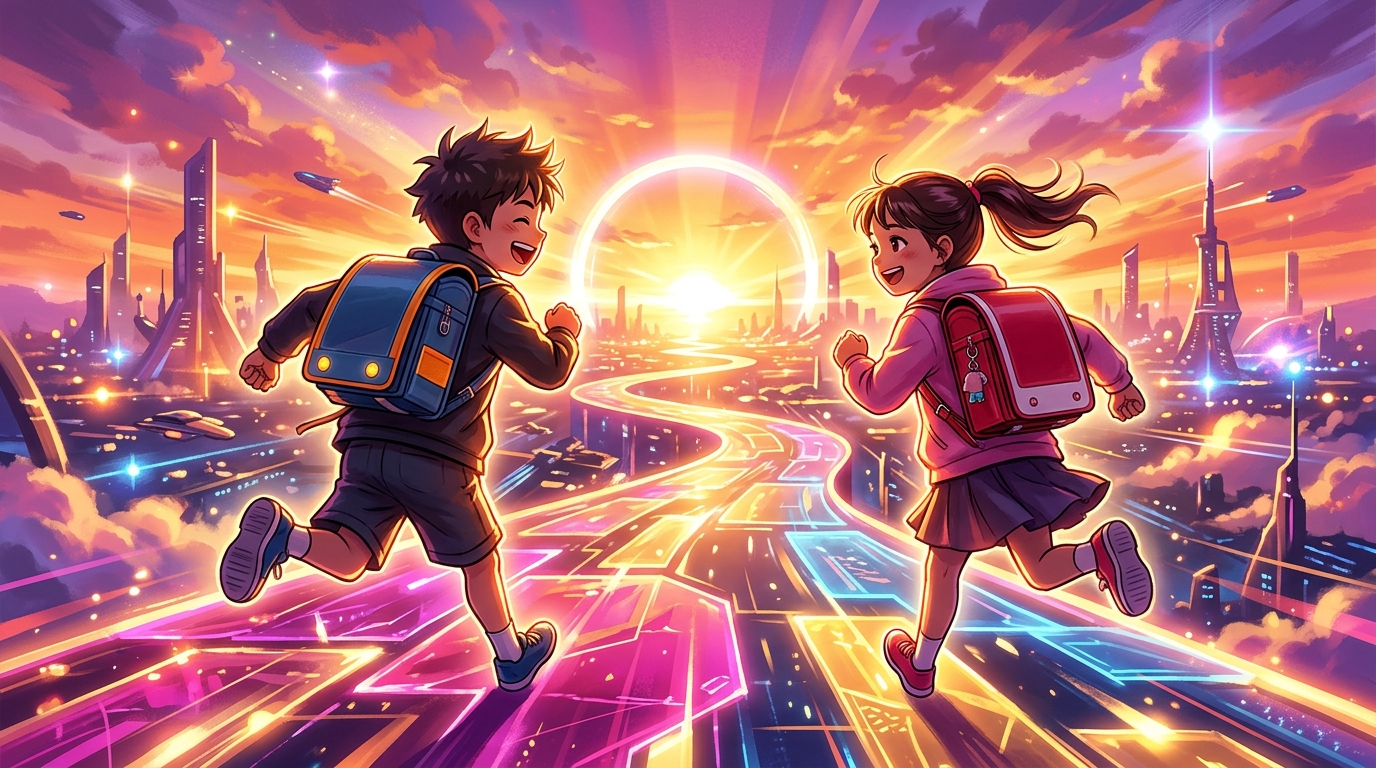 学ぶことで自分の力で未来を切り拓く子どもたちのイメージ