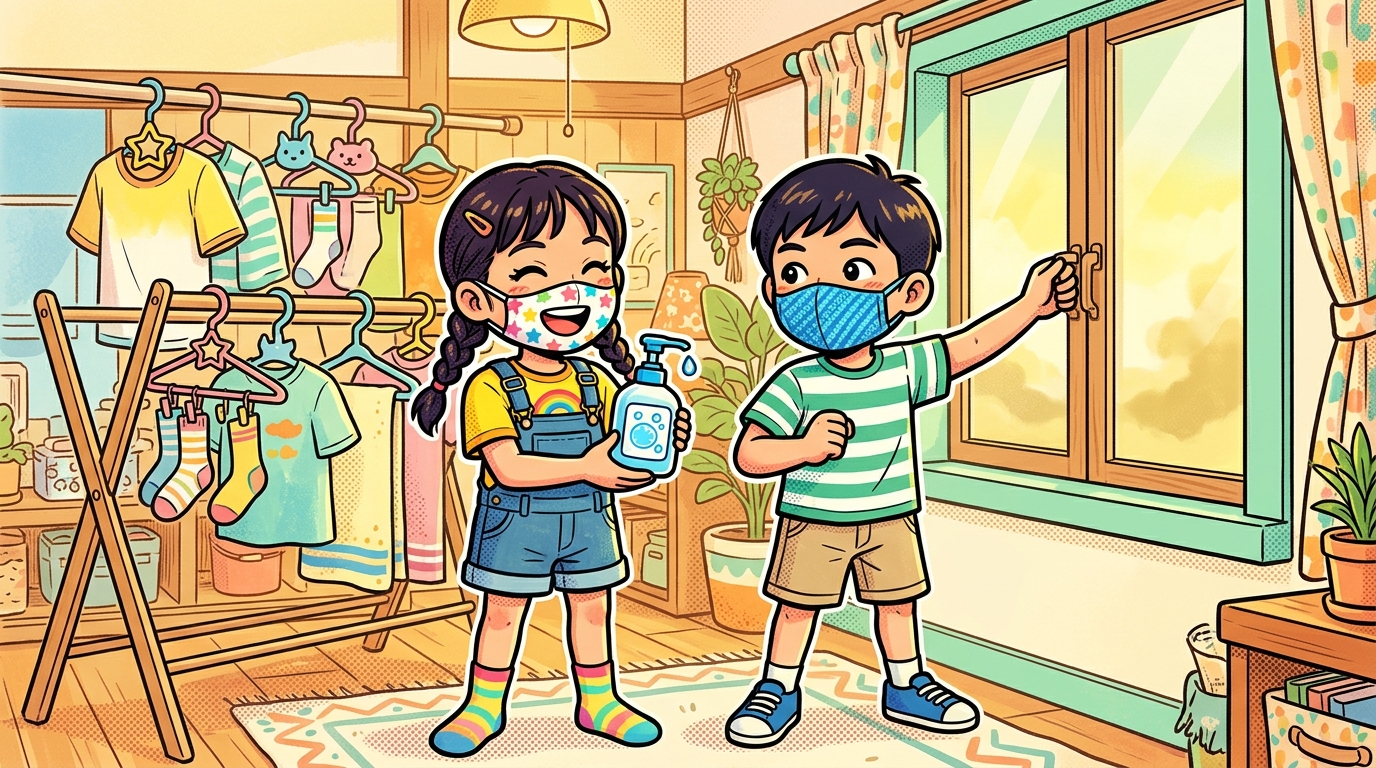 黄砂対策を表すイラスト