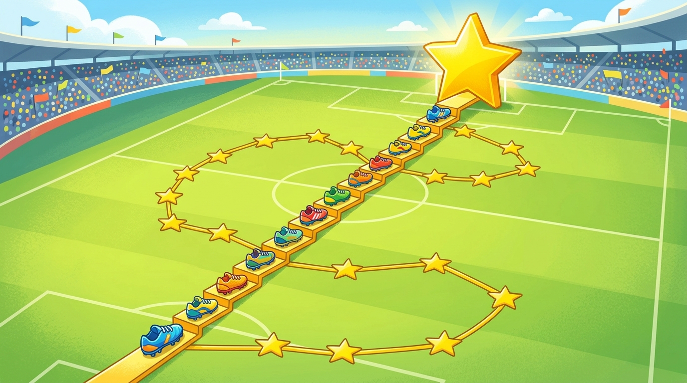 トーナメントを模したサッカーシューズのイラスト