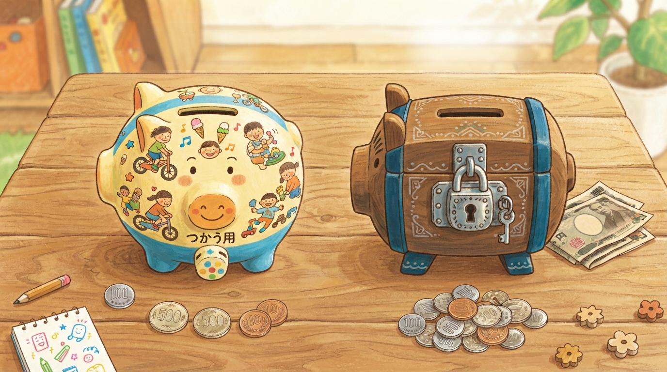 お金をつかう分とためる分に分けているイメージ