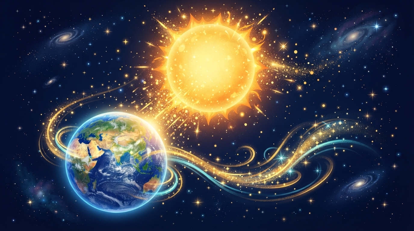 太陽の光からエネルギーが生まれるイメージ