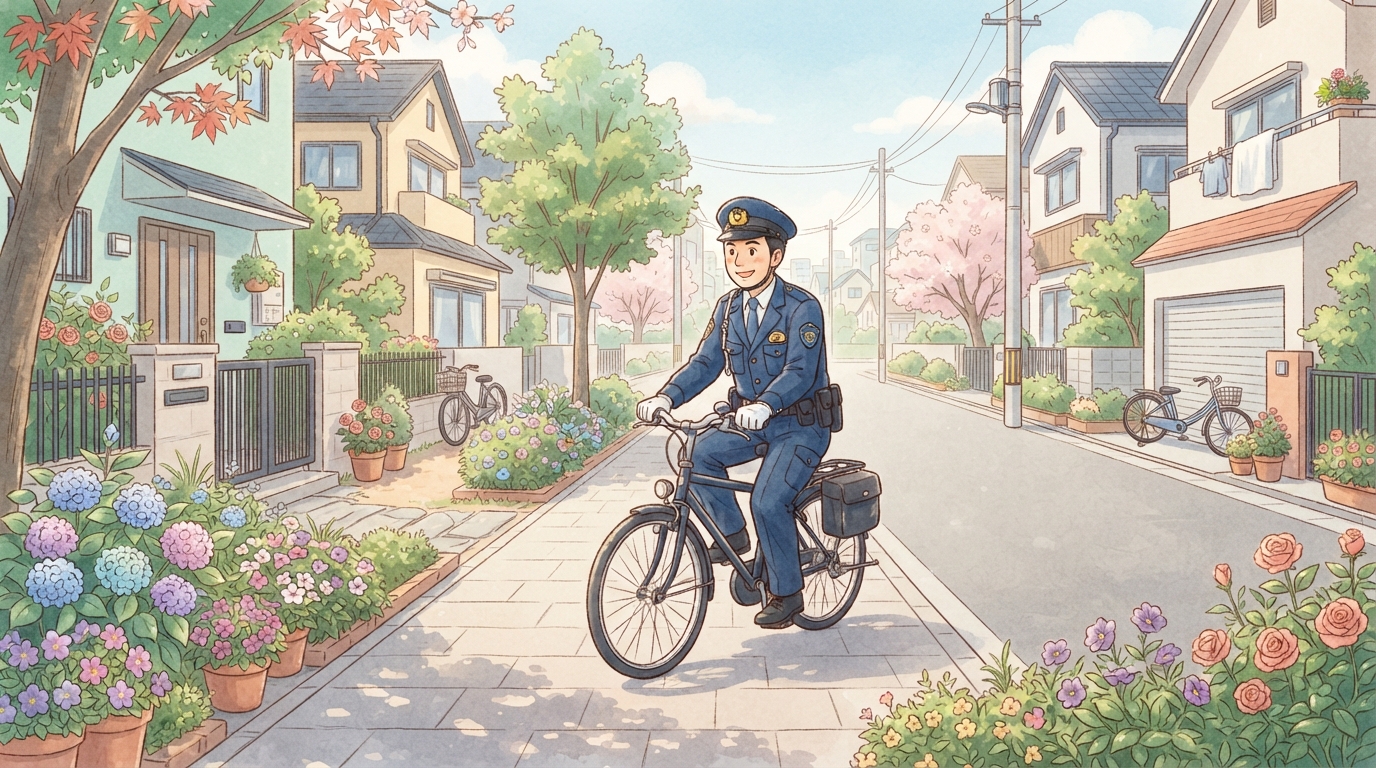 街を守るおまわりさんのパトロール