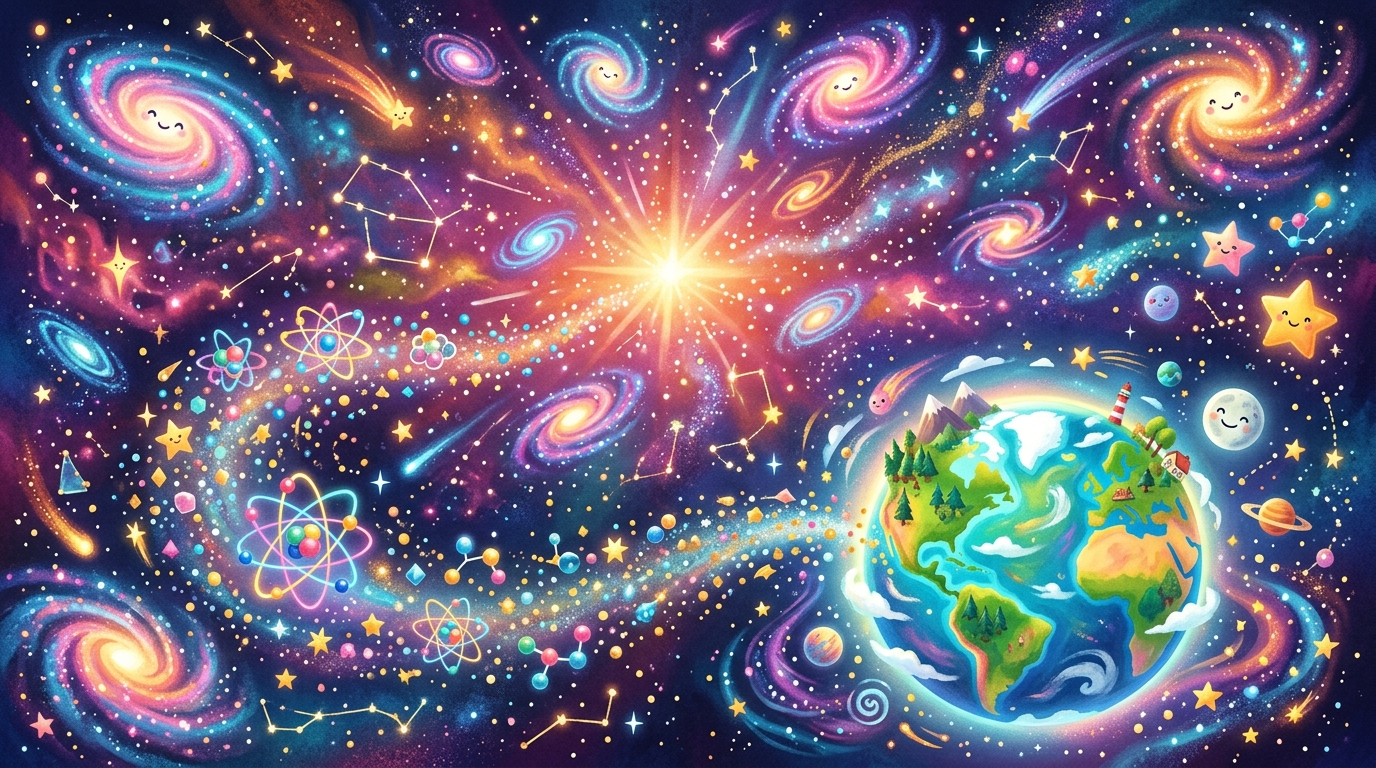 広がり続ける宇宙と星屑
