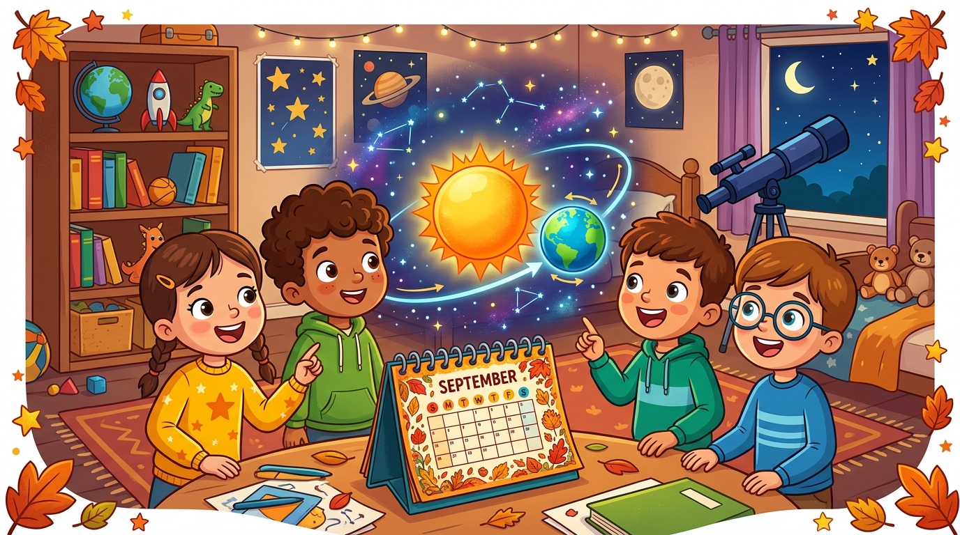 カレンダーと地球の公転を学ぶ子どもたち