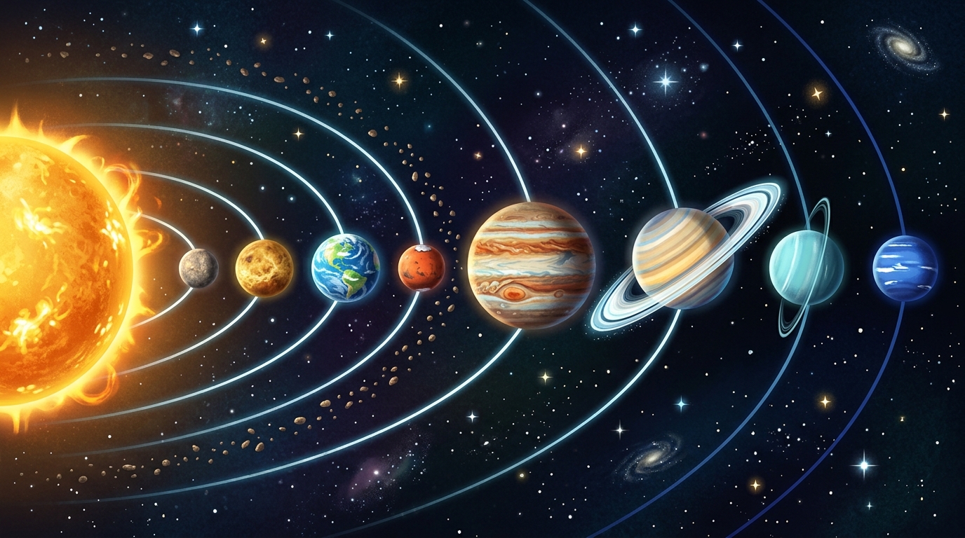 太陽系の8つの惑星と太陽の並び順