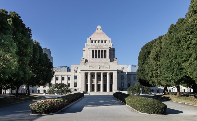 日本の政治の中心「国会議事堂」。向かって右側が参議院、左側が衆議院だよ