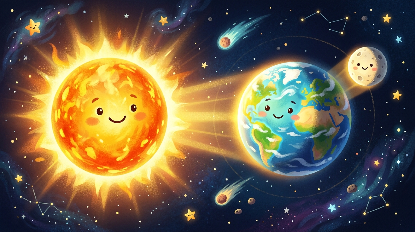自分で光る恒星（太陽）と光を反射する惑星・月のちがい