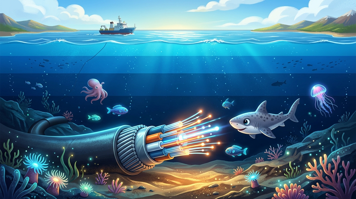深海を走る海底ケーブル