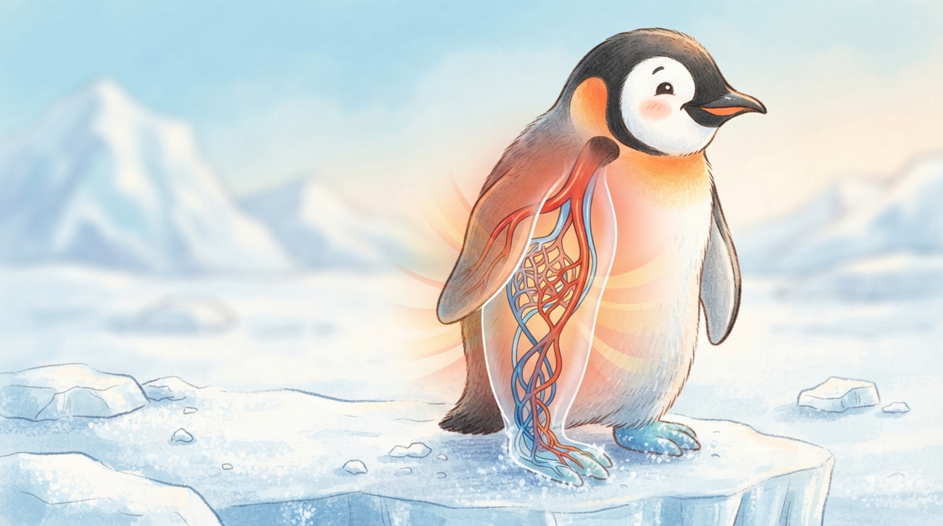氷の上でも足が凍らないペンギンの足の血管ワンダーネットの仕組み