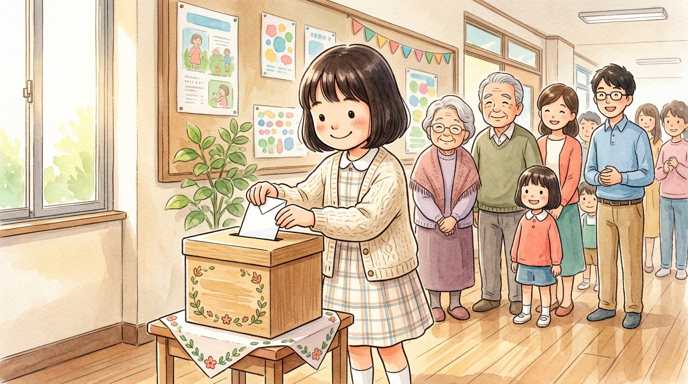 未来への希望を込めて投票する様子