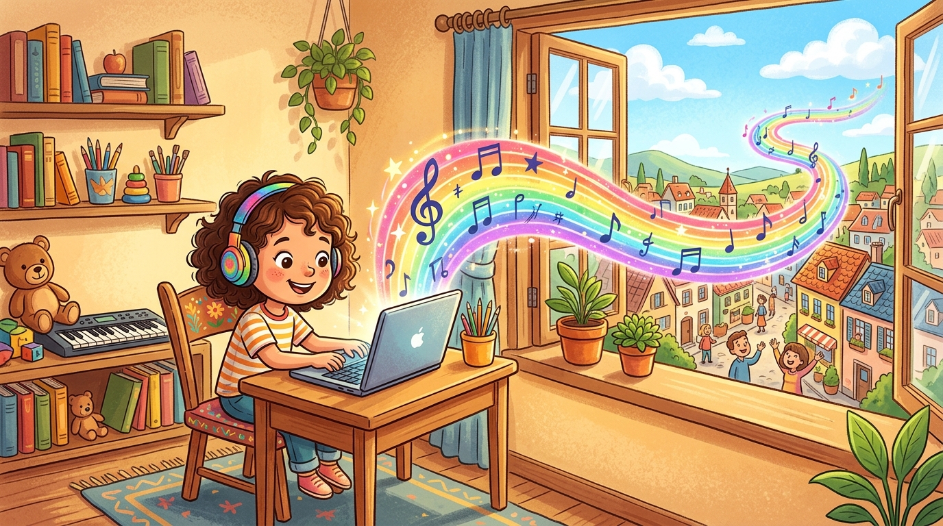自分の部屋から世界へ音楽を届ける子ども