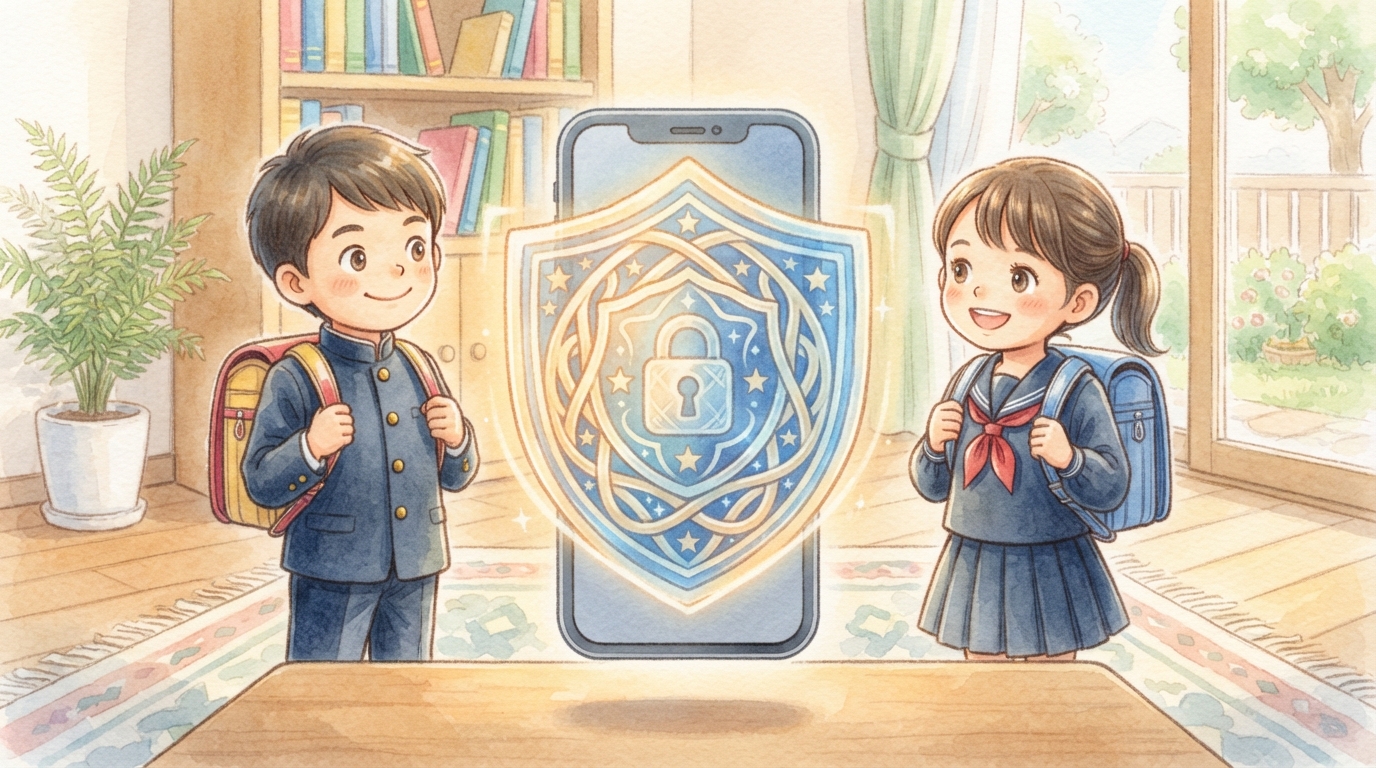盾や南京錠のセキュリティで安全に守られるスマートフォン